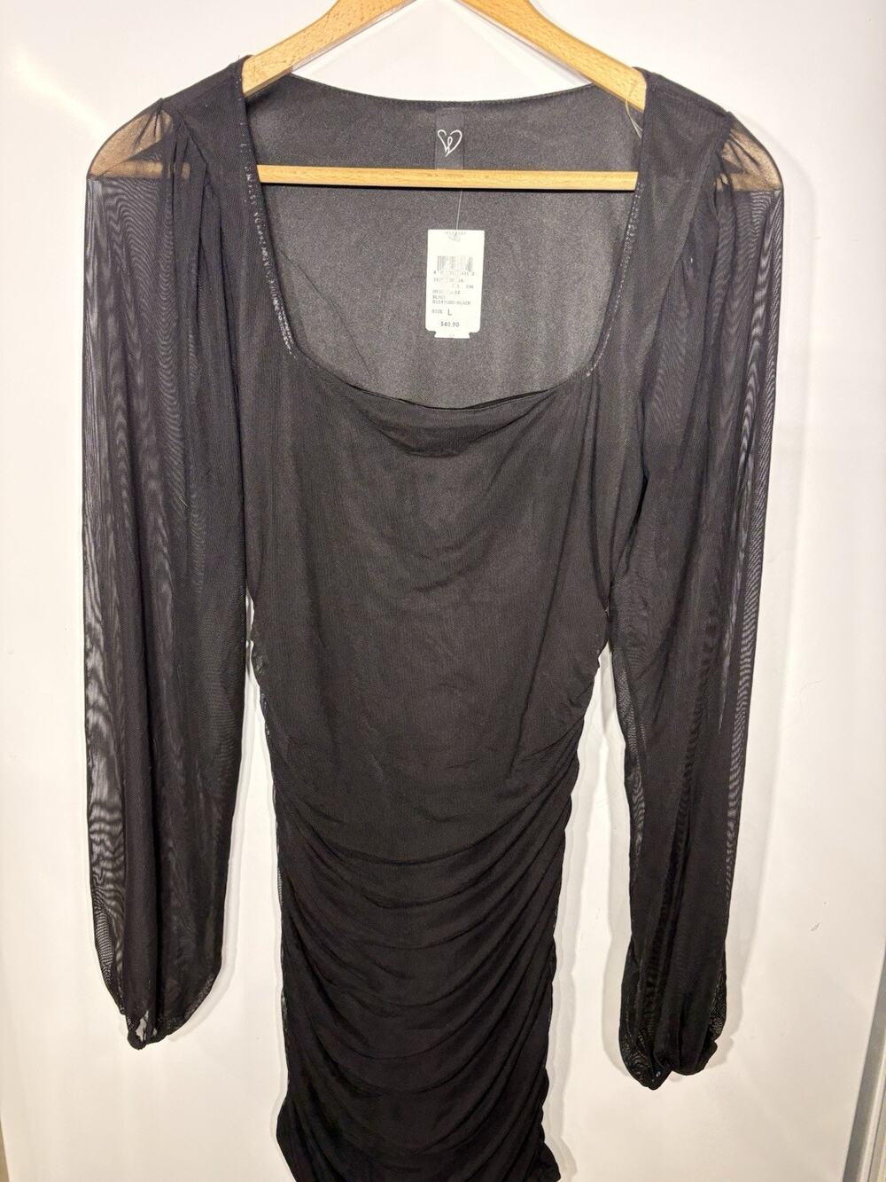 Windsor Forever Chic Long Sleeve Mesh Mini Dress Size L